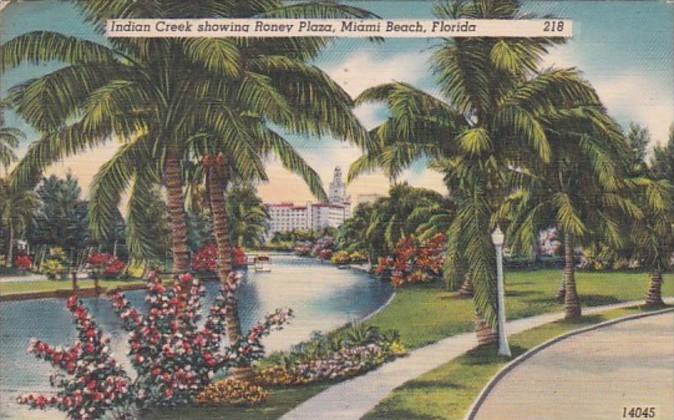 Florida Miami Beach Indian Creek Showing Roney Plaza 1951