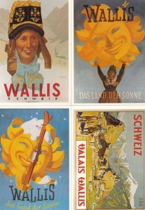 Wallis Switzerland 4x Poster Swiss Advertising Postcard s