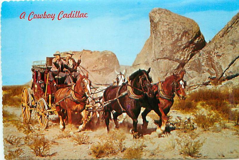  Postcard Arizona Phoenix Cadillac Cowboys Stage Coach   Free Shipping  #2589A