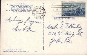 Perry Florida FL Motel 1950s-60s Postcard
