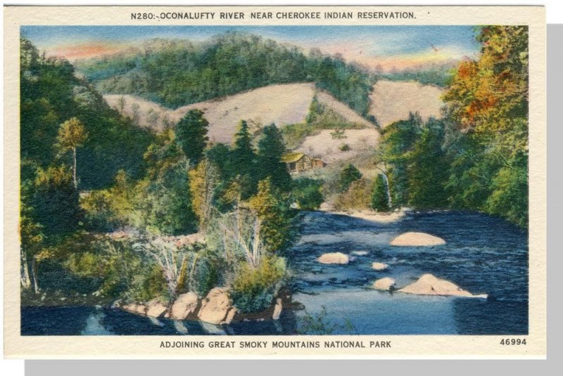 Smoky Mountains National Park, North Carolina/NC-TN Postcard, Oconalufty River