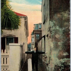 c1910s St. Augustine FL Treasury Street Spanish PC Narrowest US Road Harris A189