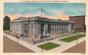 Vintage Postcard 1930's US Federal Building & Post Office Indianapolis Indiana