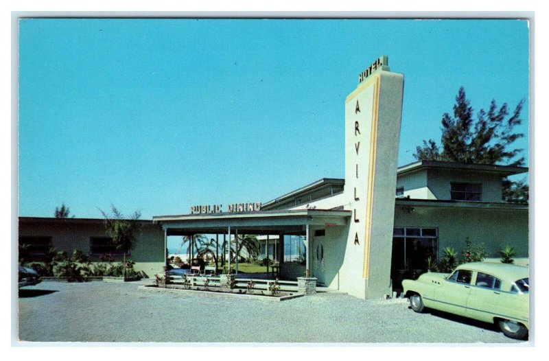 ST PETERSBURG, FL ~Roadside HOTEL ARVILLA & Dining c1950s Car Postcard