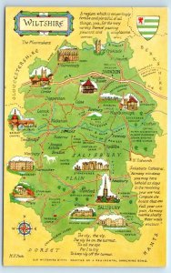 WILTSHIRE Illustrated Map Cartograph UK Postcard