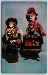 Dolls~Yesteryear~French Mechanical~Flower Girl~Organ Grinder Monkey~1950s PC
