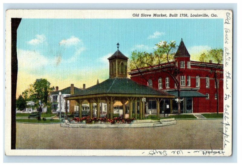 1947 Old Slave Market, Louisville GA Vintage Posted Postcard