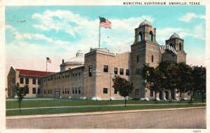 Vintage Postcard 1930's Municipal Auditorium Amarillo Texas C.T. American Art 