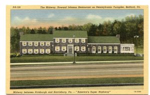 Postcard Midway Howard Johnson Restaurant Bedford PA