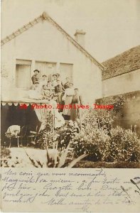 Portugal, RPPC, Family Posing Outside by their House, Stamp, UDB