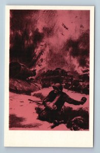 WWII FOR MOSCOW Soldier throws a grenade on Tank by Bogatkin USSR Postcard