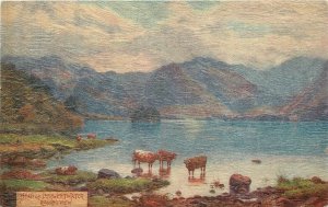 Postcard UK C-1910 Tuck Derwentwater Cumbria Paint texture Oilette 23-9333