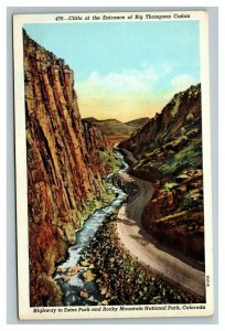 Vintage 1940's Postcard Cliffs Big Thompson Canyon Estes Park Highway Colorado