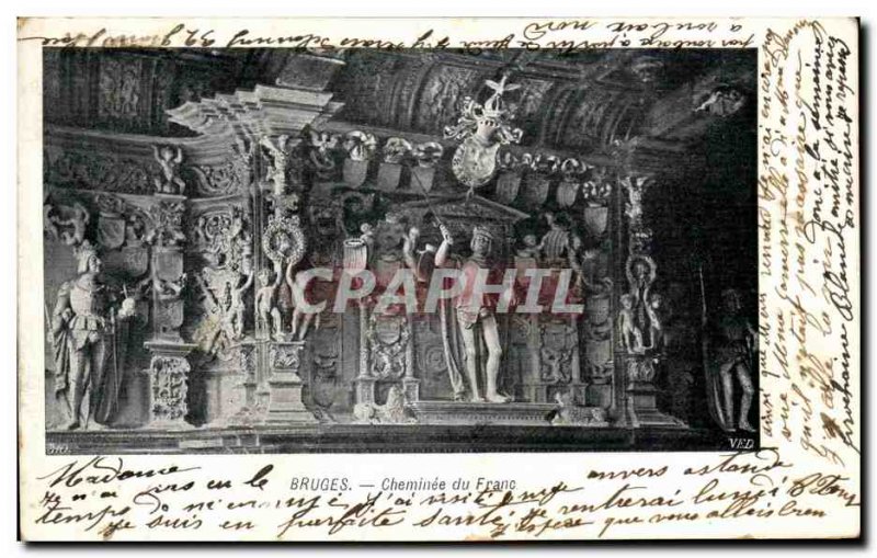 Old Postcard Bruges Fireplace Franc