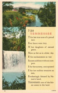 Vintage Postcard Tennessee A Poem Of Every Letter The State that Offers Beauty