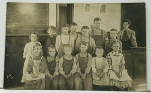 Michigan RPPC School Children Young Teacher Classroom Real Photo Postcard H18