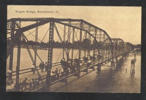 BEARDSTOWN ILLINOIS WAGON BRIDGE MISSISSIPPI RIVER VINTAGE POSTCARD 1910