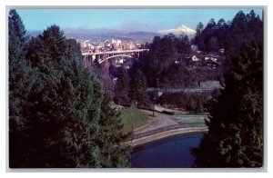 Vintage Postcard OR Portland Oregon And Its Guardian Mt. Hood