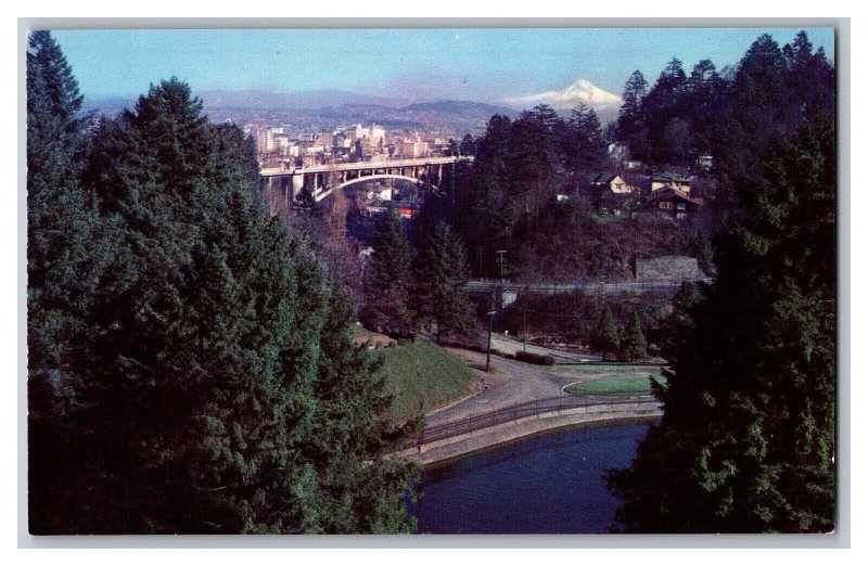 Vintage Postcard OR Portland Oregon And Its Guardian Mt. Hood 