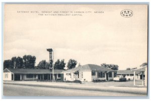 Carson City Nevada Postcard Gateway Motel Building Exterior View c1940 Unposted