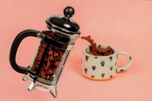 Morning Coffee Perculator Sugar Bowl Cup Flask Display Lego Toy Postcard