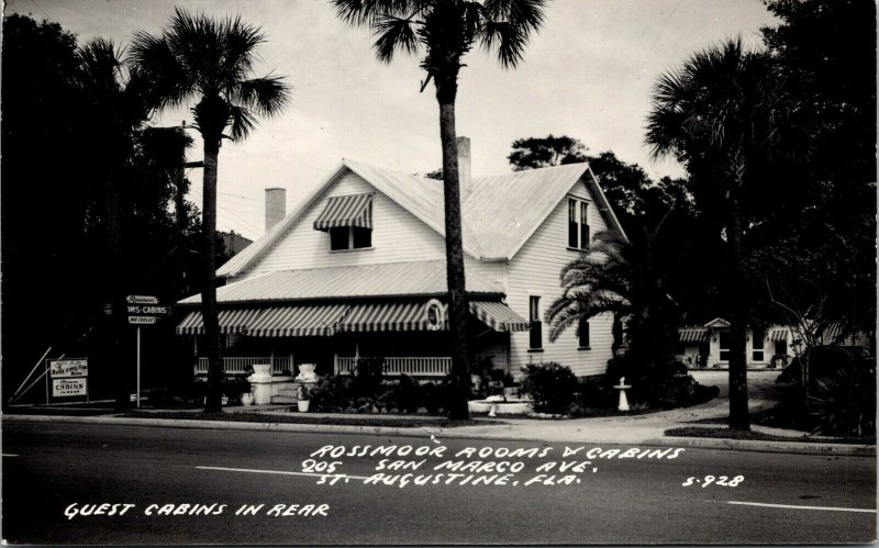 Vtg 1930s Rossmoor Rooms Cabins St Saint Augustine Florida FL RPPC Postcard