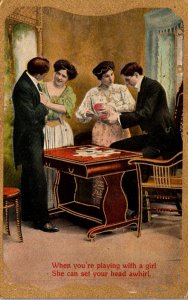 Romantic Couple Couples Playing Cards