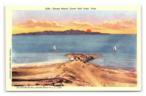 Sunset Beach Great Salt Lake Utah Postcard