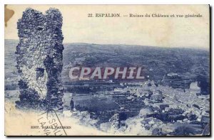 Postcard Espalion Old Ruins of Castle and general view