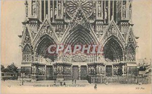 Postcard Old Cathedral of Reims The Grand Portal