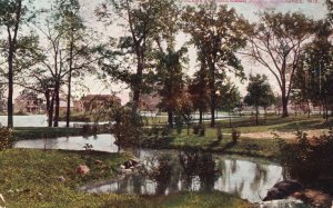 Vintage Postcard Scene Rosciosco Park Lake Trees Milwaukee Wisconsin V.O. Hammon