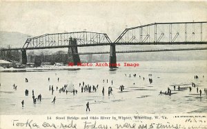 7 Postcards, Wheeling, West Virginia, River Scenes, Steamers, Bridge, Night