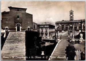 Roma Il Campidoglio E La Chiesa Di S. Maria Araco Italy Real Photo RPPC Postcard