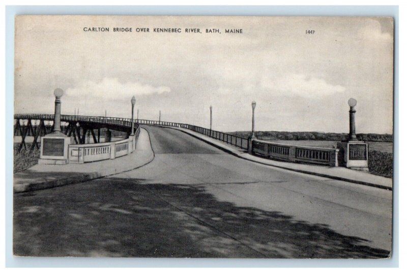 c1910's Carlton Bridge Over Kennebec River Bath Maine ME Antique Postcard