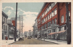 AMSTERDAM NY NEW YORK-MARKET STREET~1908 +1920s~LOT OF 2 POSTCARDS