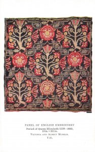 Elizabethan English Embroidery Victoria & Albert Museum Postcard