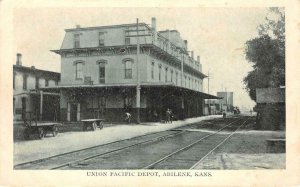 UNION PACIFIC DEPOT Abilene, Kansas Railroad Station c1910s Vintage Postcard