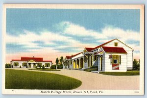 York Pennsylvania PA Postcard Dutch Village Motel Building Exterior 1940 Vintage