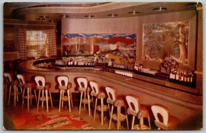 Reno Nevada 1950s Postcard Harolds Club Silver Dollar Bar Covered Wagon Room