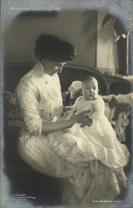 denmark, Princess Ingeborg with Prince Carl Bernadotte (1910s) RPPC Postcard