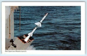 RAYTHEON Corporation ~ SEA SPARROW MISSILE LAUNCH Rocket 1970s Military Postcard 