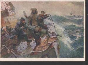 118851 Whale Hunters by FROLOV old russian postcard 1955 year