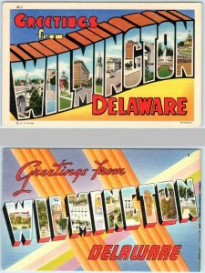 2 Large Letter Linens WILMINGTON, DELAWARE DE c1940s Curteich, Tichnor Postcards