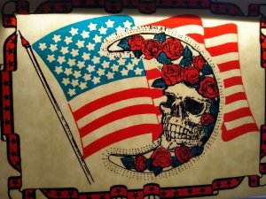 Grateful Dead Car Window Decal 1980s US Flag Skull Red Roses Moon Bertha Stars