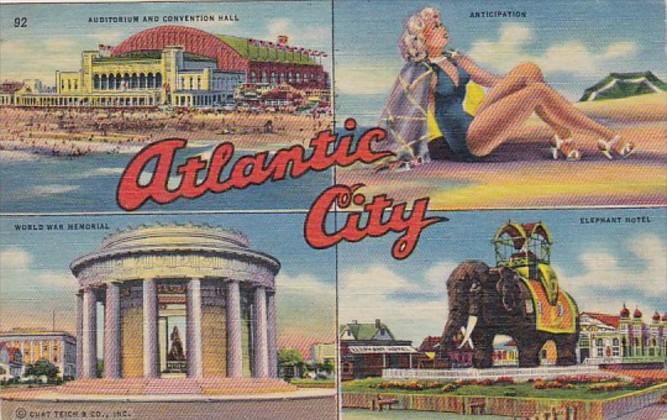 New Jersey Greetings From Atlantic City Multi View 1957