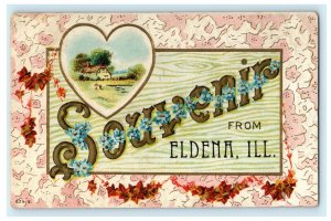 Eldena Illinois Greeting Embossed Souvenir c1910 Vintage Antique Postcard 