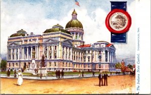 Oilette State Capitols Postcard Indiana State Capitol in Indianapolis IN Unused