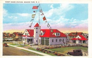 Seaside Park New Jersey Coast Guard Station, White Border Vintage Postcard U7850