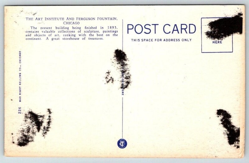 Art Institute    Chicago  Illinois   Postcard
