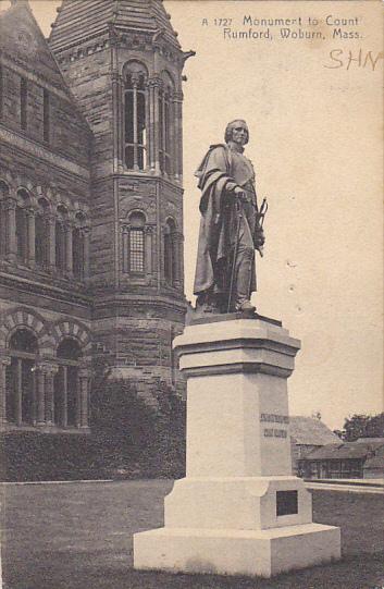 Monument To Count Rumford Woburn Massachusetts Rotograph 1907